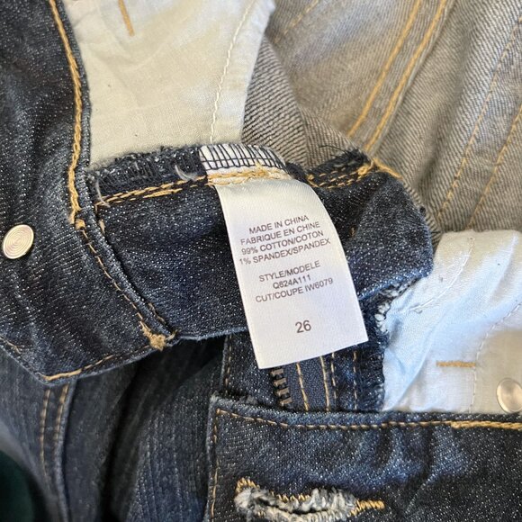 NWOT Y2K Guess Doheny Low-Rise Bootcut Jeans Size 26 Distressed Mid/Dark Wash - Picture 9 of 10